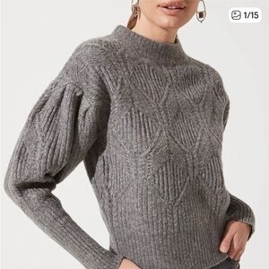 Astr Gray Wool Blend Chunky Cable Knit Sweater